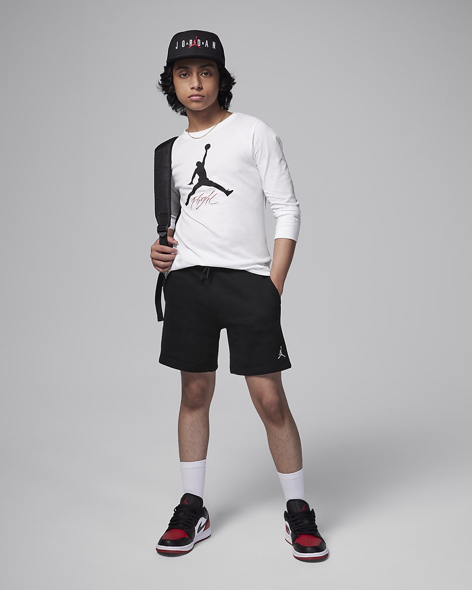 Jordan Big Kids Baseline Flight Long Sleeve T Shirt White
